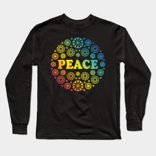 Peace Flowers Rainbow Long Sleeve T-Shirt